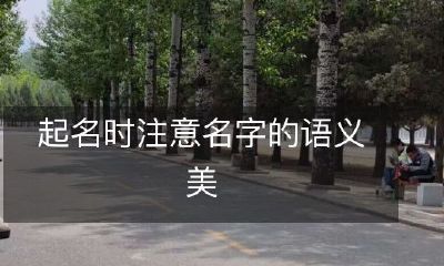起名时要注意名字所传达的意义之美：命名的艺术指南