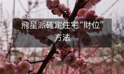 飞星派确定住宅“财位”方法，利用命理学原理来增长财富并提高生活品质